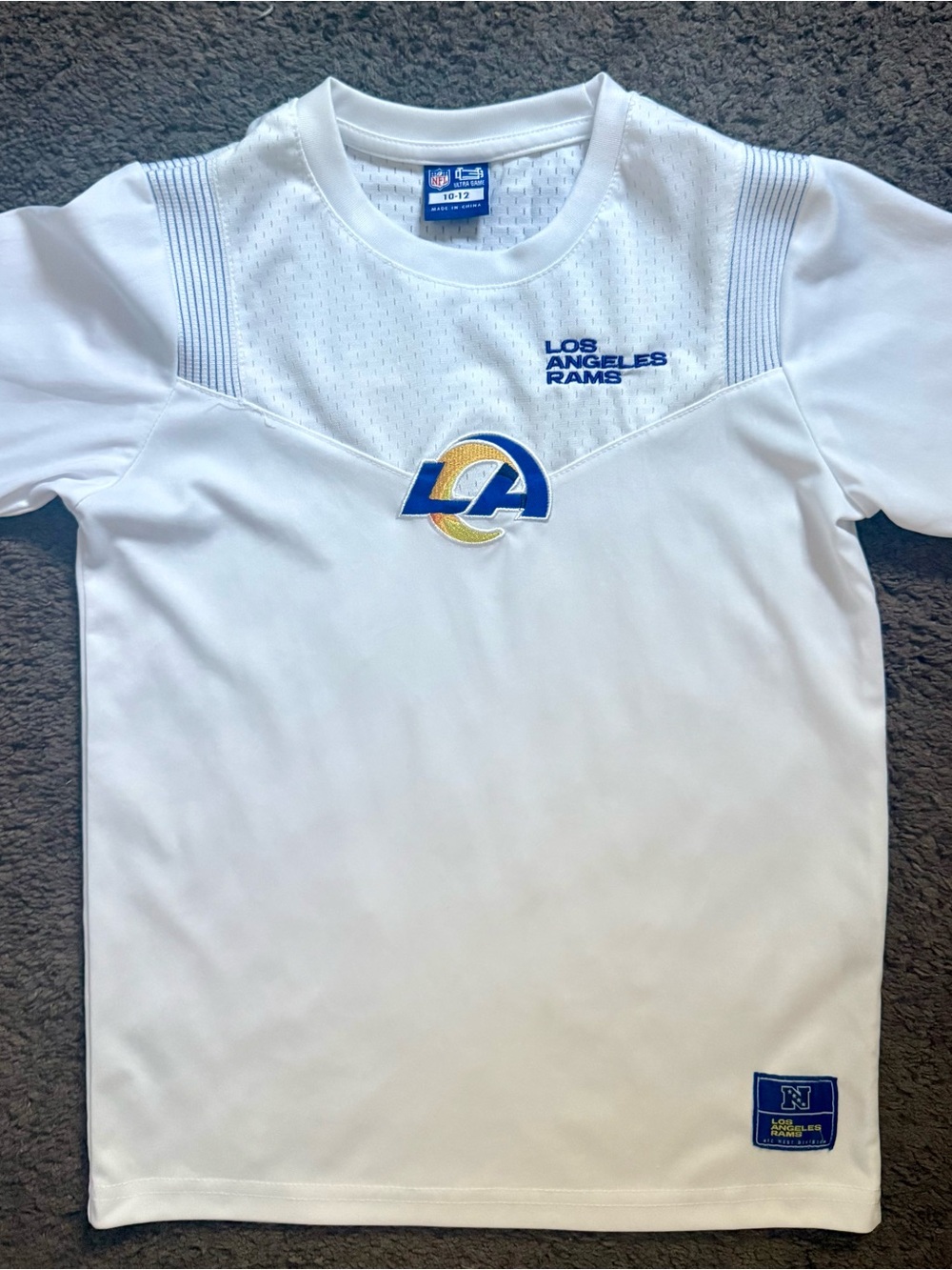 NFL Los Angeles Rams Youth White Tee with Blue & Gold Logo